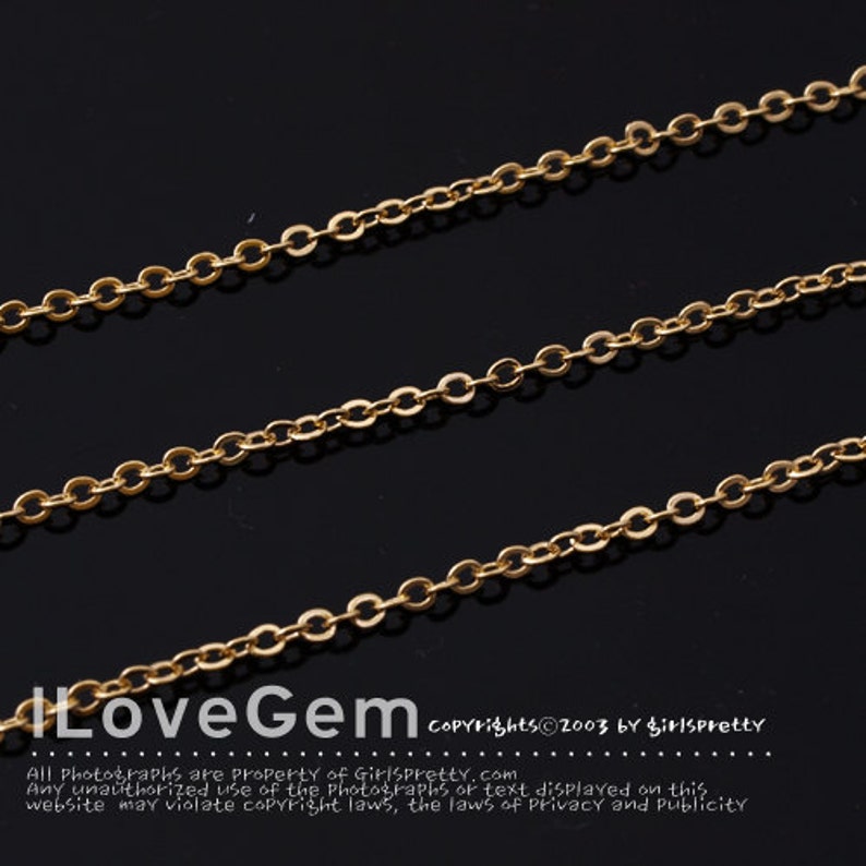 WSALE/ 20M// BC-235SF, Gold plated, 235SF Flat Cable chain, Flat cable chain, Delicate Chain image 2