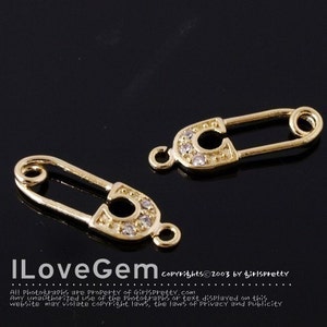 4pcs, P1754 Gold plated, Safety Pin charm, Layering Necklace Pendant