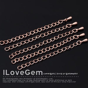 2" Extender chain, NP-1530, Rose Gold Plated, 5cm Necklace Extender chain with teardrop, 2-inch Extender, Necklace Extender chain