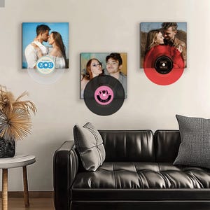 Personalized Decorative Vinyl record wall decor with photo, Custom Wall Mounted Vinyl Showcase,  Gift for Music lovers
