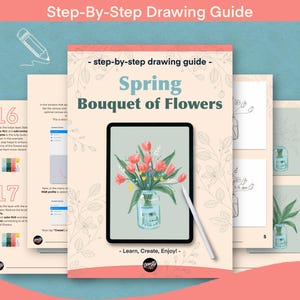 Procreate Spring Bouquet of Flowers Tutorial – Step-by-Step iPad Drawing Guide PDF + Color Palette | Digital Art for Beginners
