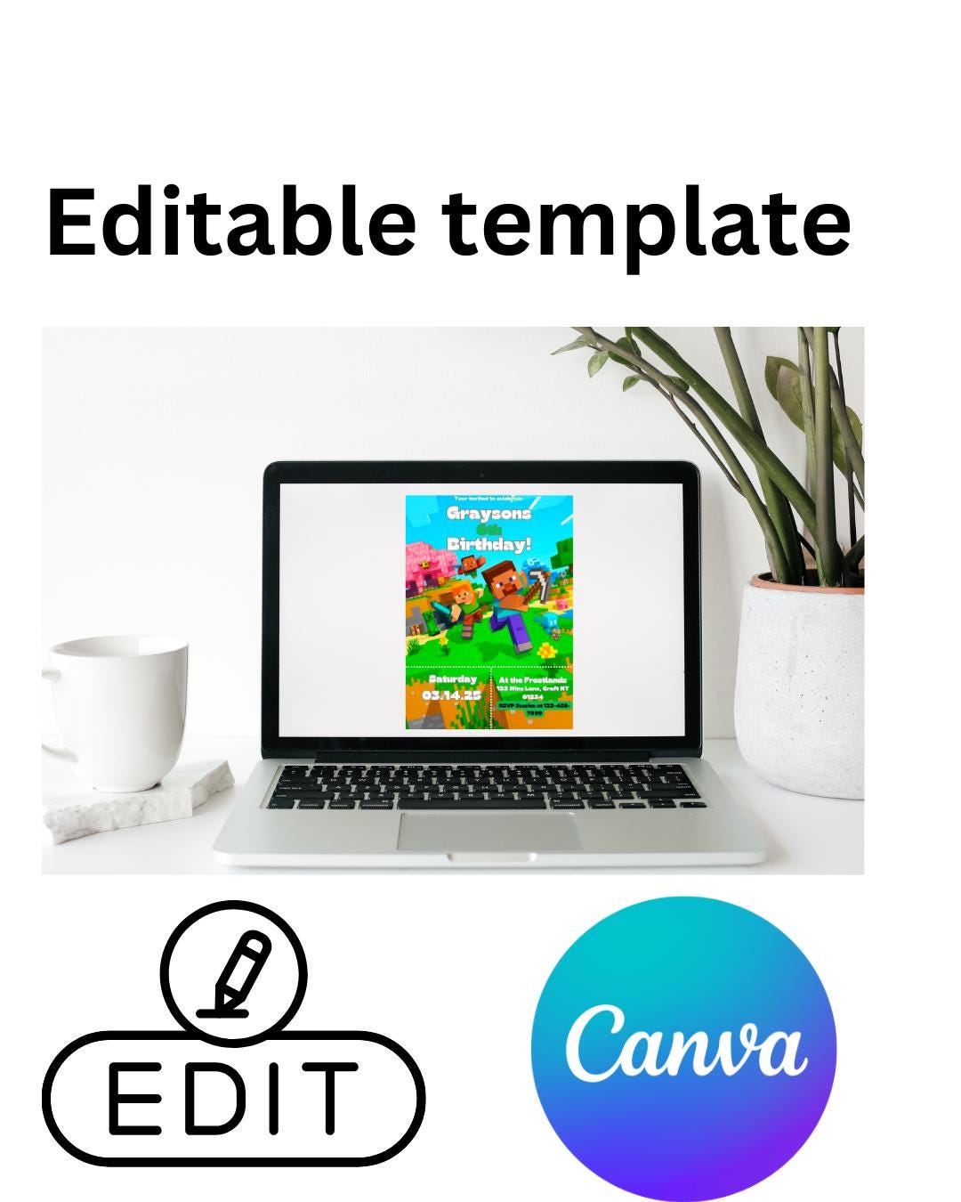 Editable Birthday Invitation (Canva)