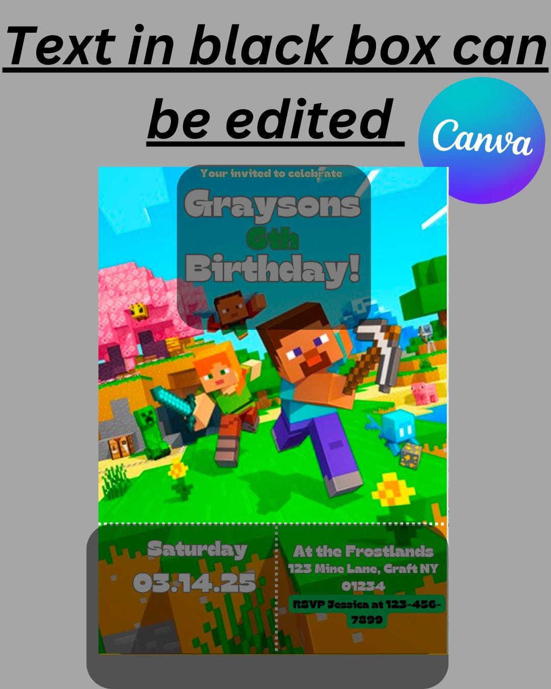 Editable Birthday Invitation (Canva)