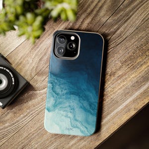 Phone Case, Iphone Cover with Ocean Waves, Blue Sea Beach Shell Design, Protective Tough Shell, Coastal Summer Accessories, Nautical Gifts,