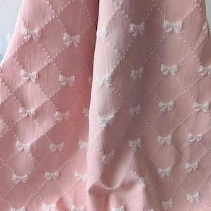 Pink Jacquard Fabric, Jacquard Fabric 3D Relief Bow Women&#39;s and Children&#39;s Clothing Dresses Made of Jacquard Fabric Size: 1m