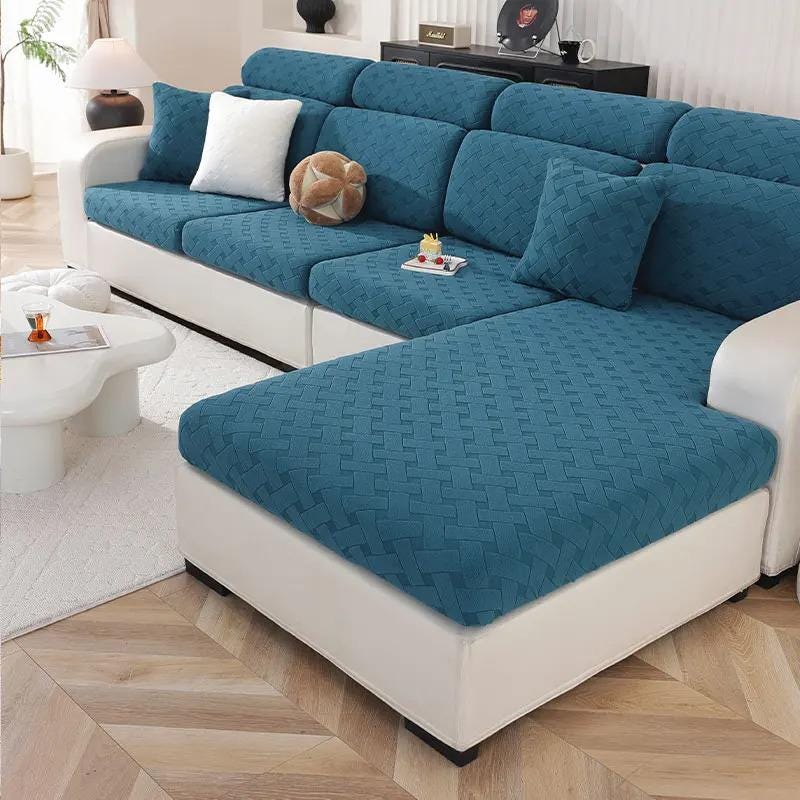 Canapé Noelia couleur ivoire 240x145 cm avec coussin grand canapé avec housse