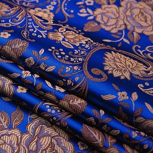 75x50cm Wheat Floral Pattern Damask Silk Satin Brocade Jacquard Fabric DIY Cheongsam Costume Upholstery Curtain Sewing Patchwork