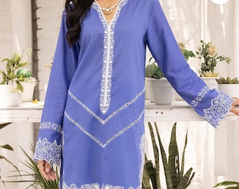 1 PC SHIRT  Lawn embroidered shirt | embroidered sleeves | Eid Collection Kameez | Pakistani Embroidered Dresses | Dress for Women