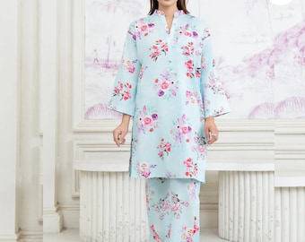 2PC digitally printed shirt Pure cotton lawn | ALL OVER DESIGNS | Eid Collection Pakistani Salwar Kameez | Trendy 2-Piece |Dress for Women