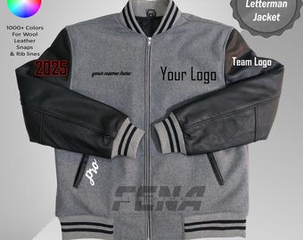 Custom Lettermen Varsity Jacket, Personalize Varsity Jacket, Baseball College Jacket, Handheld Jacket Genuine Cowhide Leather Sleeves Jacket
