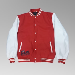 Men&#39;s Varsity Jacket, Letterman Retro Red Wool & White Leather Jacket, Baseball School Team Bomber Outwear Winter Jacket, Club Wear Varsity