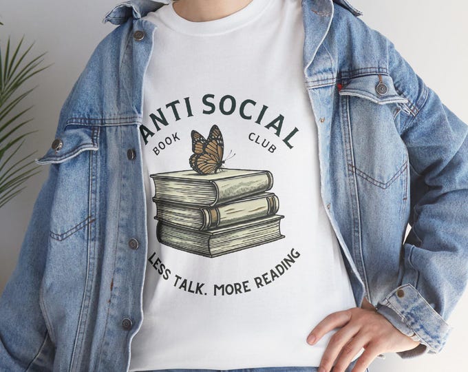 Anti Social Book Club Tee, Unisex Reading Shirt, Gift for Book Lovers, Cozy Tee for Introverts, Literary Fun T-Shirt