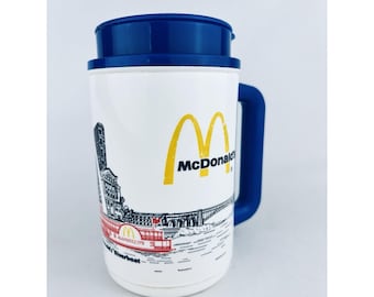 Vintage 90s McDonald's Thermo Whirley Blue St. Louis Riverboat Travel Mug Coffee
