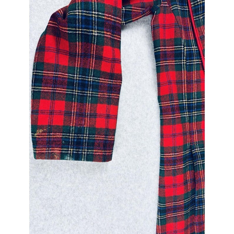 Vintage Red Plaid Womens Pendleton Robe - Housecoat W/zipper Pockets Wool image 15