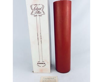 Vintage 635  12" Red Pillar Colonial Candle Co Hyannis MA Cape Cod Original Box