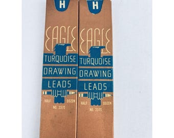 Vintage No. 2375 Eagle Pencil Co. Drawing Leads Turquoise 2 Boxes - Partial One