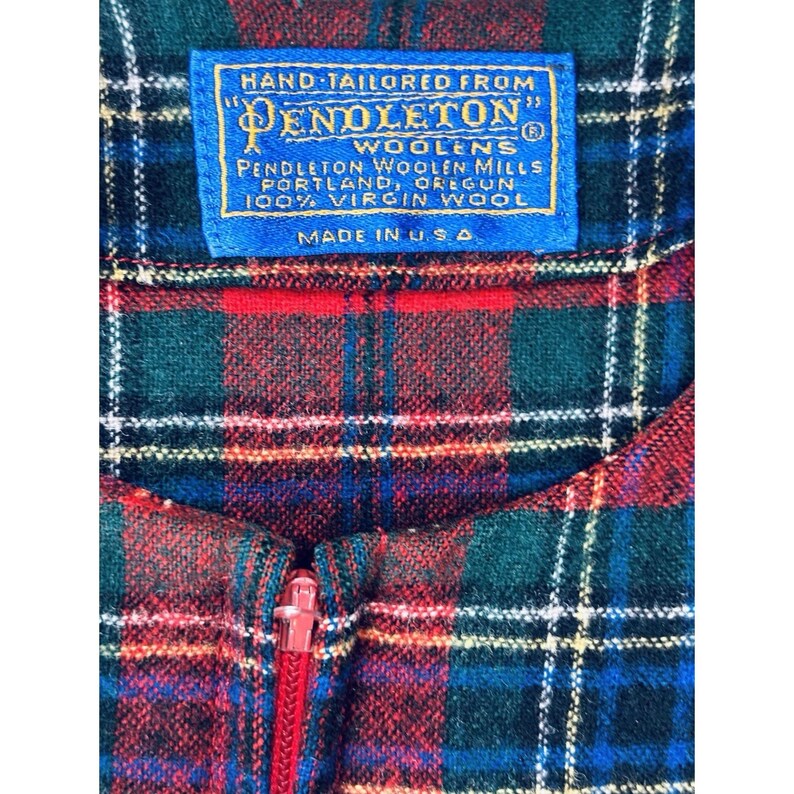 Vintage Red Plaid Womens Pendleton Robe - Housecoat W/zipper Pockets Wool image 5