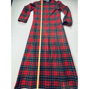 Vintage Red Plaid Womens Pendleton Robe - Housecoat W/zipper Pockets Wool image 8