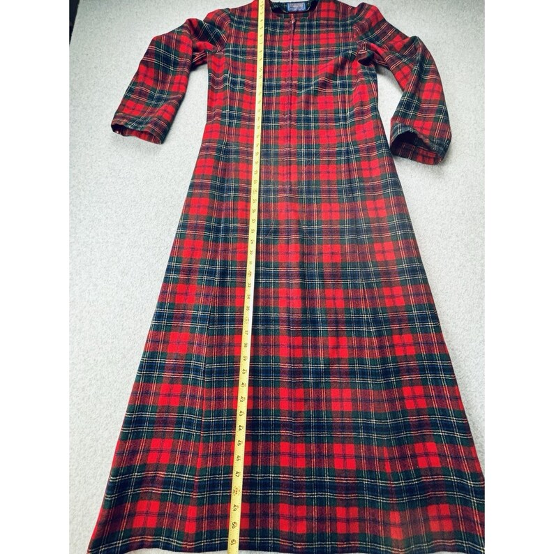 Vintage Red Plaid Womens Pendleton Robe - Housecoat W/zipper Pockets Wool image 8
