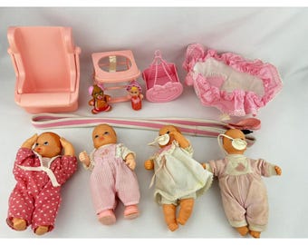 Vintage Lot Bouncin Babies Walkin Baby Dolls Furniture & Accessories Galoob 1988