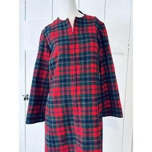 Vintage Red Plaid Womens Pendleton Robe - Housecoat W/zipper Pockets Wool image 2