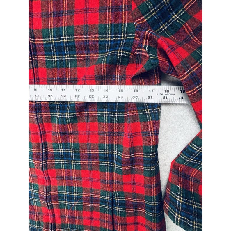 Vintage Red Plaid Womens Pendleton Robe - Housecoat W/zipper Pockets Wool image 11