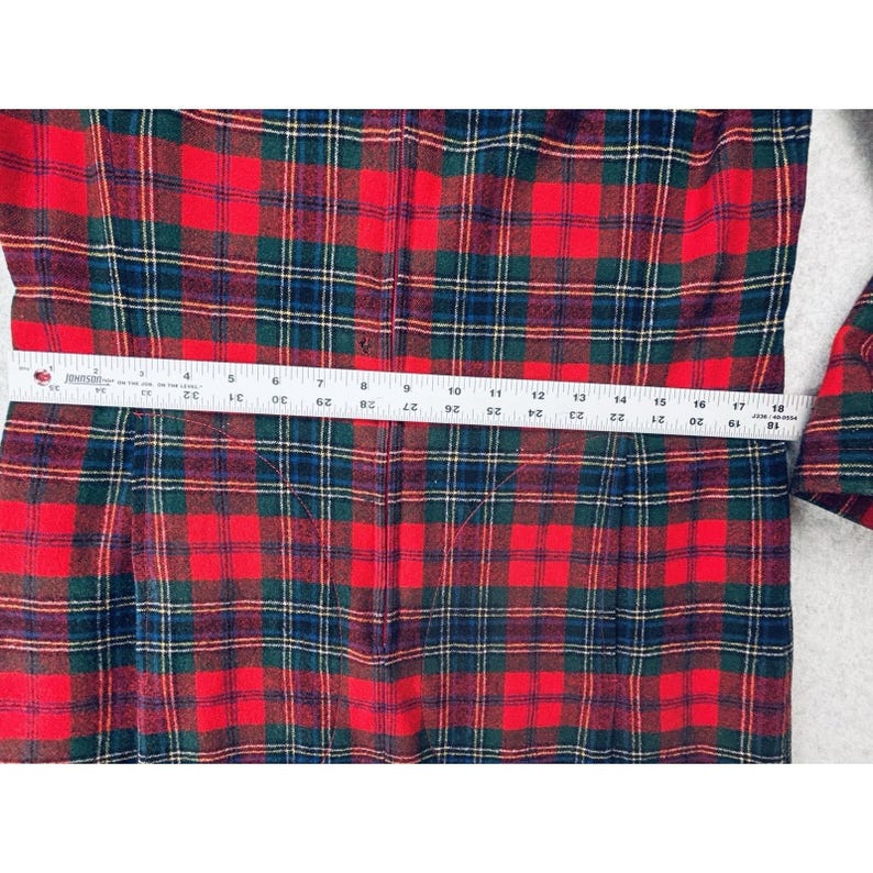 Vintage Red Plaid Womens Pendleton Robe - Housecoat W/zipper Pockets Wool image 12