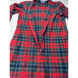 Vintage Red Plaid Womens Pendleton Robe - Housecoat W/zipper Pockets Wool image 6