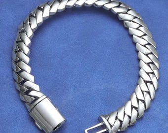 Men's 14K Gold Plated Cuban Bracelet, Smooth Brass Chain, Jewelry Gift