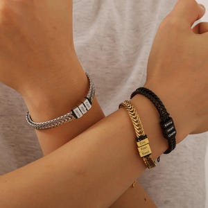 Father Gift| Custom Gold Bracelet For Dad| Kids Name| Personalize Dad Bracelet, Family Jewelry| Family Name Bracelet| Fathers Day Gift