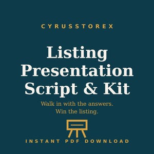 Presentationsmanus för fastighetsmäklare | Listingkit: Hanterare av invändningar, prisguide och uppföljningsmejl | PDF för fastigheter