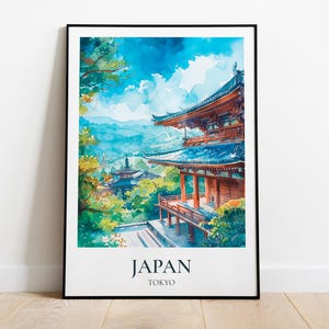 Poster di viaggio in Giappone, illustrazione del Giappone, poster del Giappone, regalo di viaggio in Giappone, poster del Monte Fuji, souvenir di viaggio in Giappone, stampa del Giappone