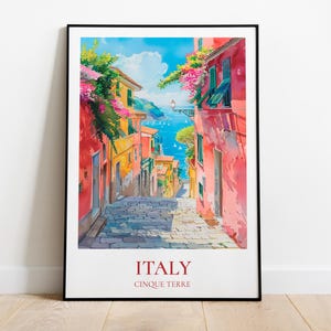 Cinque Terre Travel Poster, Cinque Terre Illustration, Cinque Terre Print, Italy Decor, Italy Cinque Terre Wall Art