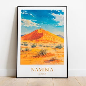 Namibia travel poster, Namibia travel print, Namibia desert illustration, Southern Africa wall decor, Namibia travel gift