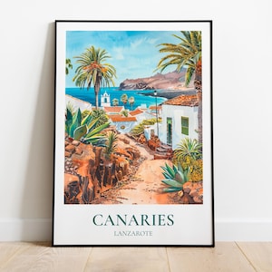 Canary Islands travel poster, Canary Islands print, Canary Islands illustration, Canary Islands wall decor, Canary Islands travel gift