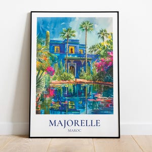 Majorelle Gardens Reiseposter, Majorelle Garden Poster, Majorelle Garden Illustration, Marokko Dekoration, Majorelle Garden Print