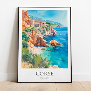Korsykański plakat podróżniczy, Korsykańskie ilustracje, Korsykański plakat podróżniczy, Korsykańskie dekoracje, Korsykański druk, Porto-Vecchio plakat