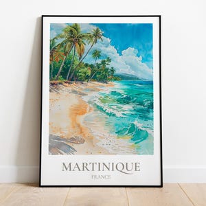 Martinique travel poster, Caribbean island print, Martinique illustration, French Antilles wall decor, Martinique travel gift