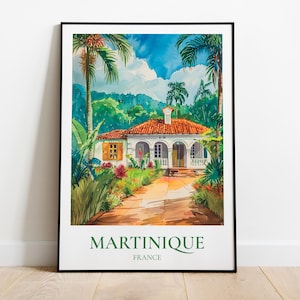 Martinique travel poster, Martinique print, Martinique illustration, Caribbean island wall decor, Martinique travel gift