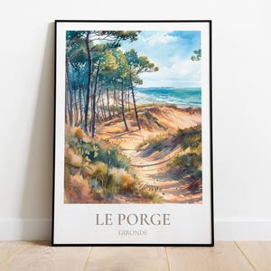 Cartel de viaje de Le Porge, cartel de Le Porge, ilustración de Le Porge, decoración de Le Porge, impresión de Le Porge, cartel de Lacanau