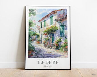 Île de Ré travel poster, Ile de Ré illustration, Ile de Ré print, Ile de Ré painting, Ile de Ré gift, Ile de Ré home decor