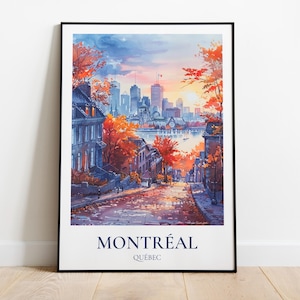 Montreal travel poster, Montreal print, Montreal illustration, Quebec city wall decor, Quebec travel gift