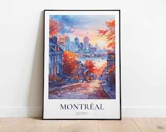 Montreal travel poster, Montreal print, Montreal illustration, Quebec city wall decor, Quebec travel gift