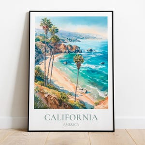 Affiche de voyage Californie, Illustration Californie, Poster Californie, Impression Californie, Impression Californie, Affiche États-Unis