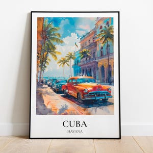 Cuba travel poster, Cuba illustration, Cuba print, Havana travel poster, Cuba travel print