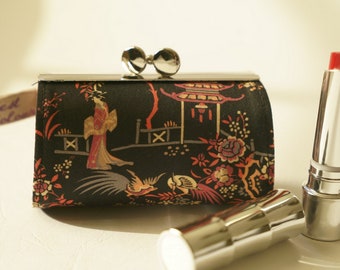 Lipstick Case/ Lipbalm case/ silver metal frame/ Liberty tana lawn/Novelty/ Oriental theme