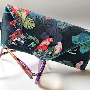 Handmade Eyeglass Case - Featuring Exotic birds - Suitable for Sunglasses and Reading Glasses