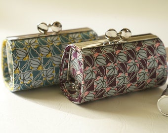 Lipstick Case/ Lipbalm case/ silver metal frame/ Liberty tana lawn/floral geometric pattern