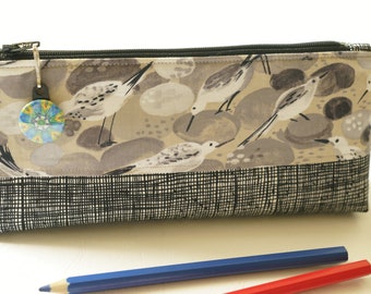 Pencil case /Pencil bag/ Pencil pouch / makeup bag / cosmetic bag/ zipper pull/sewing bag/sandpipers
