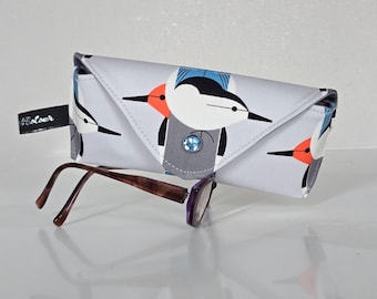 Handmade Organic Cotton Eyeglass Case: Charley Harper Bird Design; Durable Protective Case